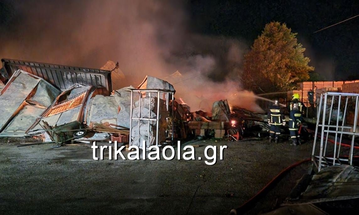 Φωτιά «έκαψε» βιοτεχνία στα Τρίκαλα: Δείτε τις δραματικές εικόνες από την καταστροφή – ΦΩΤΟ και ΒΙΝΤΕΟ