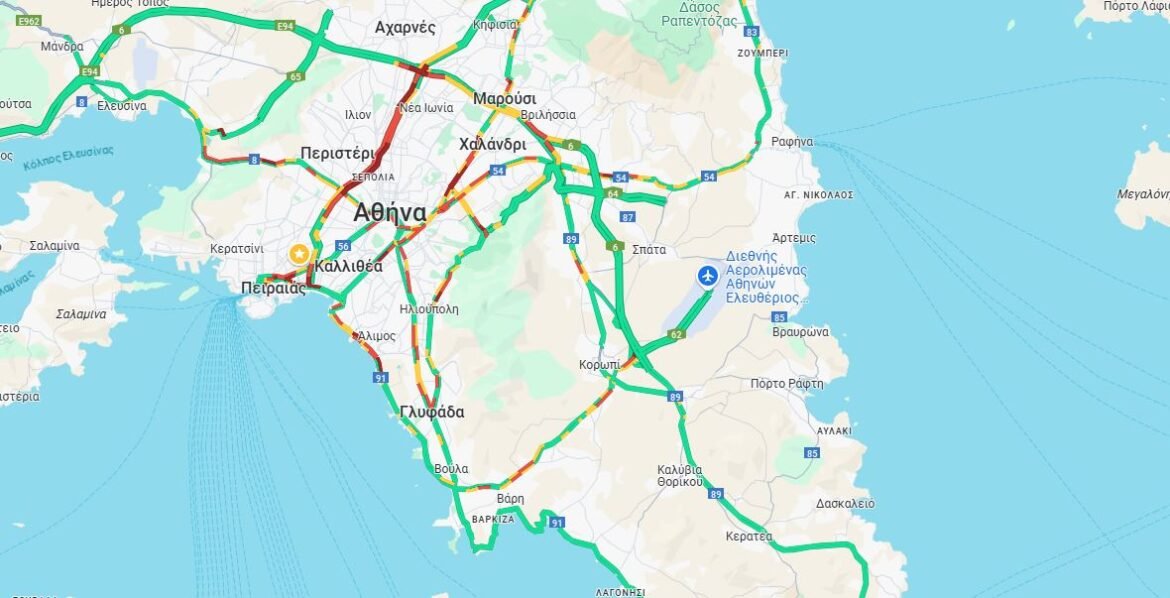 «Αναστάτωση στους δρόμους: Προβλήματα και χαμηλές ταχύτητες σε Κηφισό, Κηφισίας και κέντρο Αθήνας»