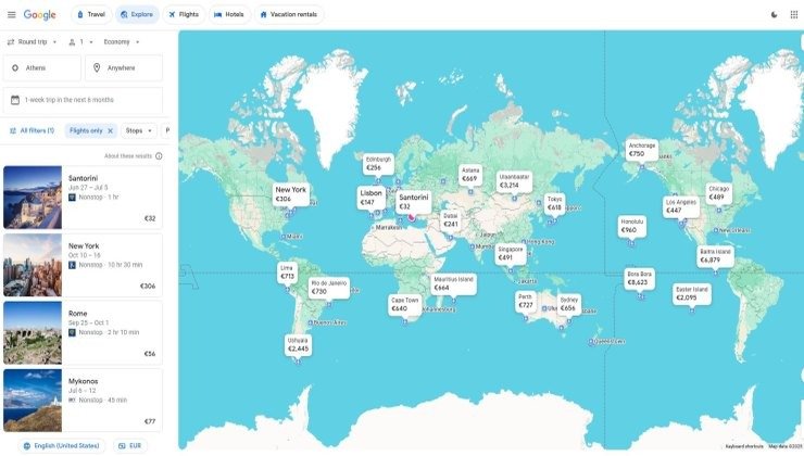 Ανακαλύψτε τον Κόσμο με Μικρό Budget: Το Μυστικό Τρικ “Anywhere” του Google Flights!