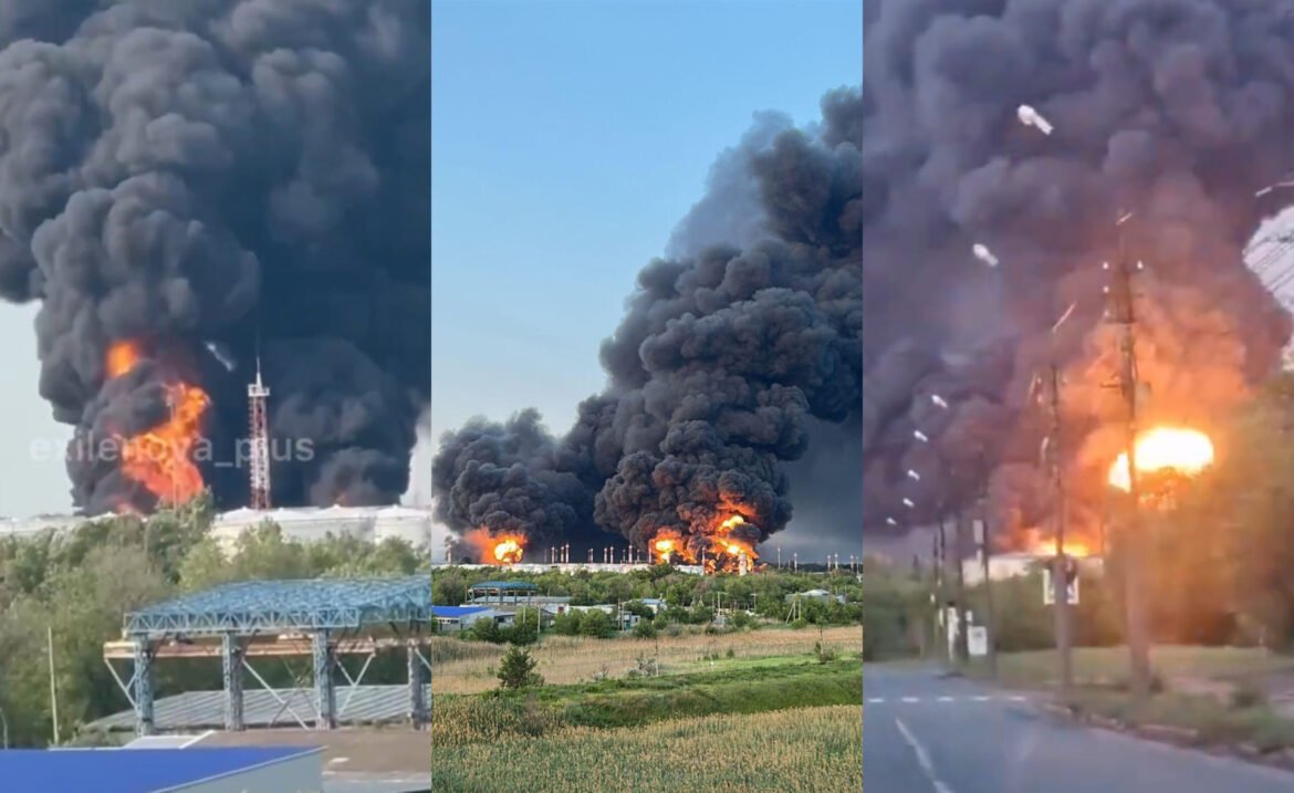 «Δραματική Επίθεση: Διυλιστήριο στη Ρωσία Φλέγεται από Ουκρανικά Drones – Δείτε το Βίντεο»