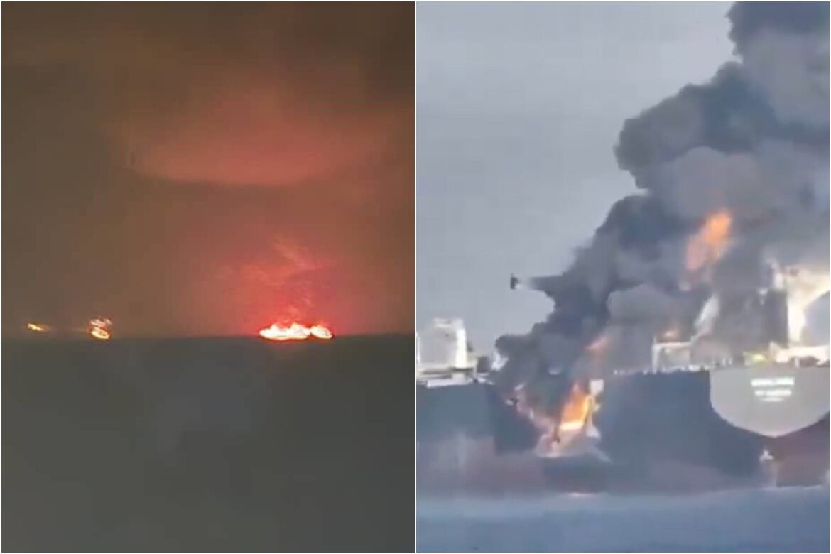 Τα τάνκερ φλέγονται: Βίντεο και εικόνες μετά τη σύγκρουση δεξαμενόπλοιων στα Στενά του Ορμούζ