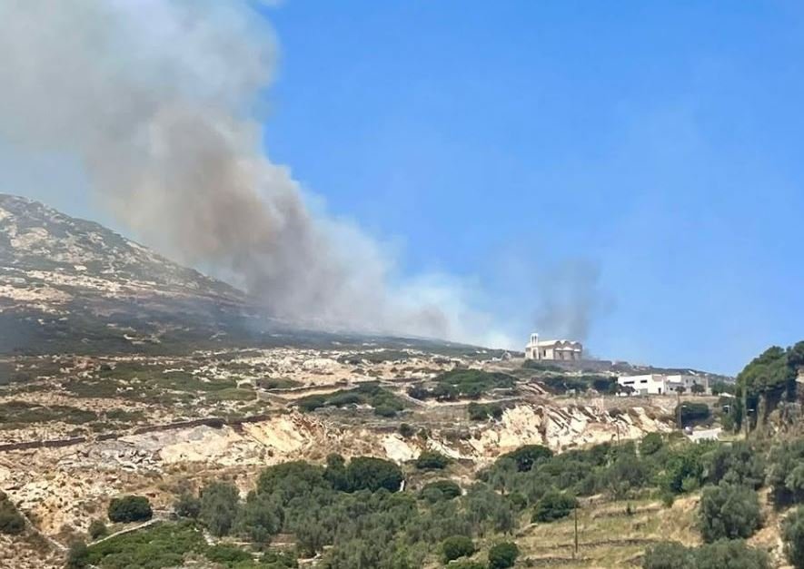 Νάξος: Χωρίς ενεργό μέτωπο η πυρκαγιά σε δασική έκταση στην περιοχή Κινίδαρος