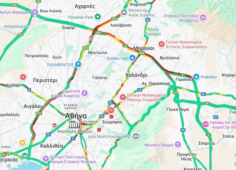 Live η κίνηση: Στο «κόκκινο» Κηφισός και Αττική Οδός – Πού αλλού καταγράφονται προβλήματα 