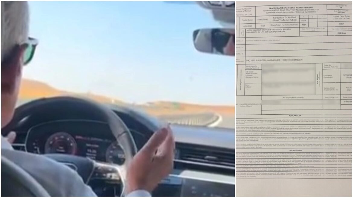 Ο Υπουργός Μεταφορών της Τουρκίας πιάστηκε να τρέχει με 225 χλμ/ώρα – Θα πληρώσει πρόστιμο 9.267 τουρκικών λιρών
