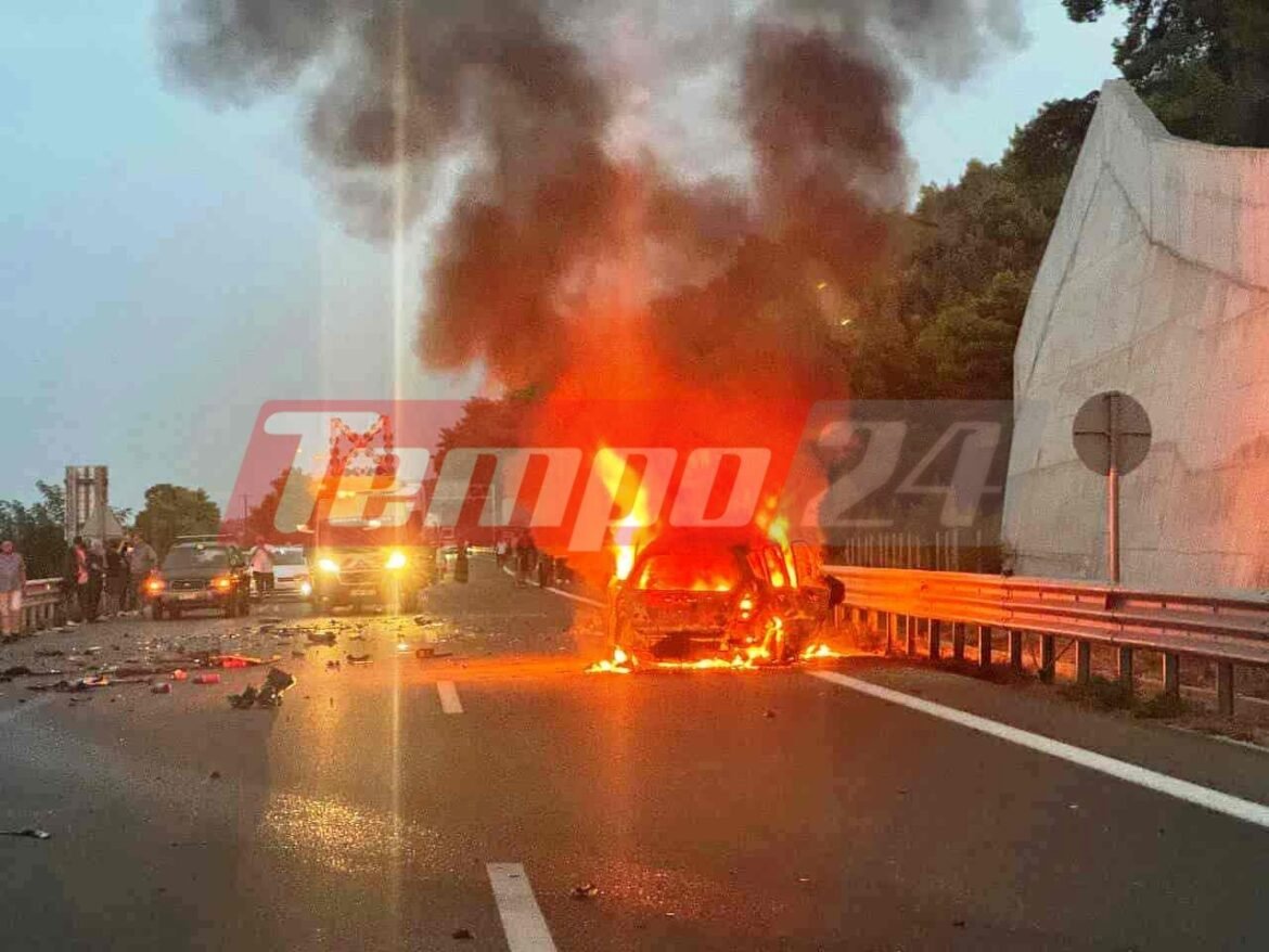 Φρικτό τροχαίο στην Αχαΐα: Αυτοκίνητο τυλίχθηκε στις φλόγες έπειτα απο σφοδρή σύγκρουση – Απανθρακώθηκε ο οδηγός