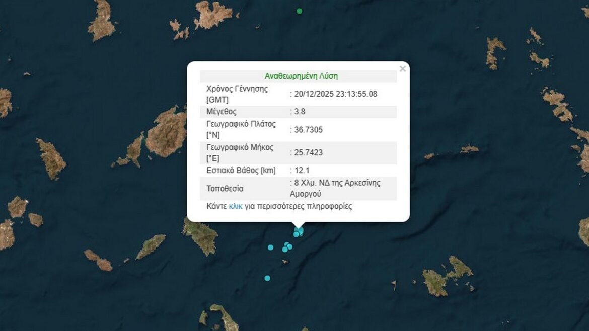 Σεισμός 3,8 Ρίχτερ ανοιχτά της Αμοργού