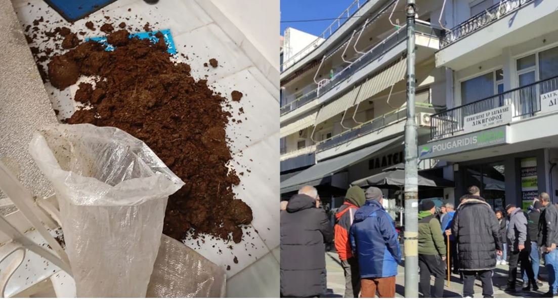 Πτολεμαΐδα: Αγρότες πέταξαν κοπριά έξω από το γραφείο του Στάθη Κωνσταντινίδη – Δείτε βίντεο