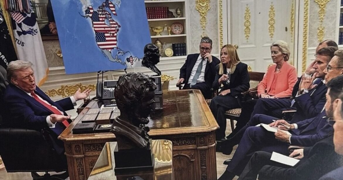 Ο Τραμπ δείχνει σε Ούρσουλα, Μακρόν, Μελόνι την… αμερικανική Γροιλανδία – Σάλος με τις ΑΙ φωτογραφίες