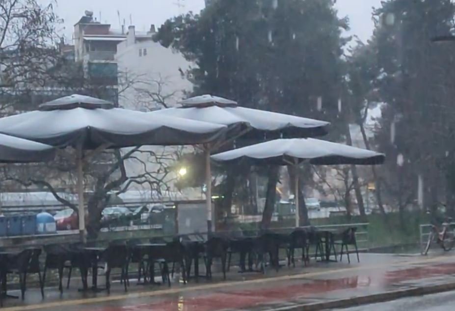 Πυκνή χιονόπτωση στα Τρίκαλα – Δείτε βίντεο