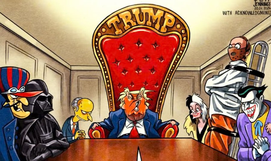 «Συμβουλίου Ειρήνης»: Η γελοιογραφία του Guardian με τον Τραμπ και τους «κακούς»