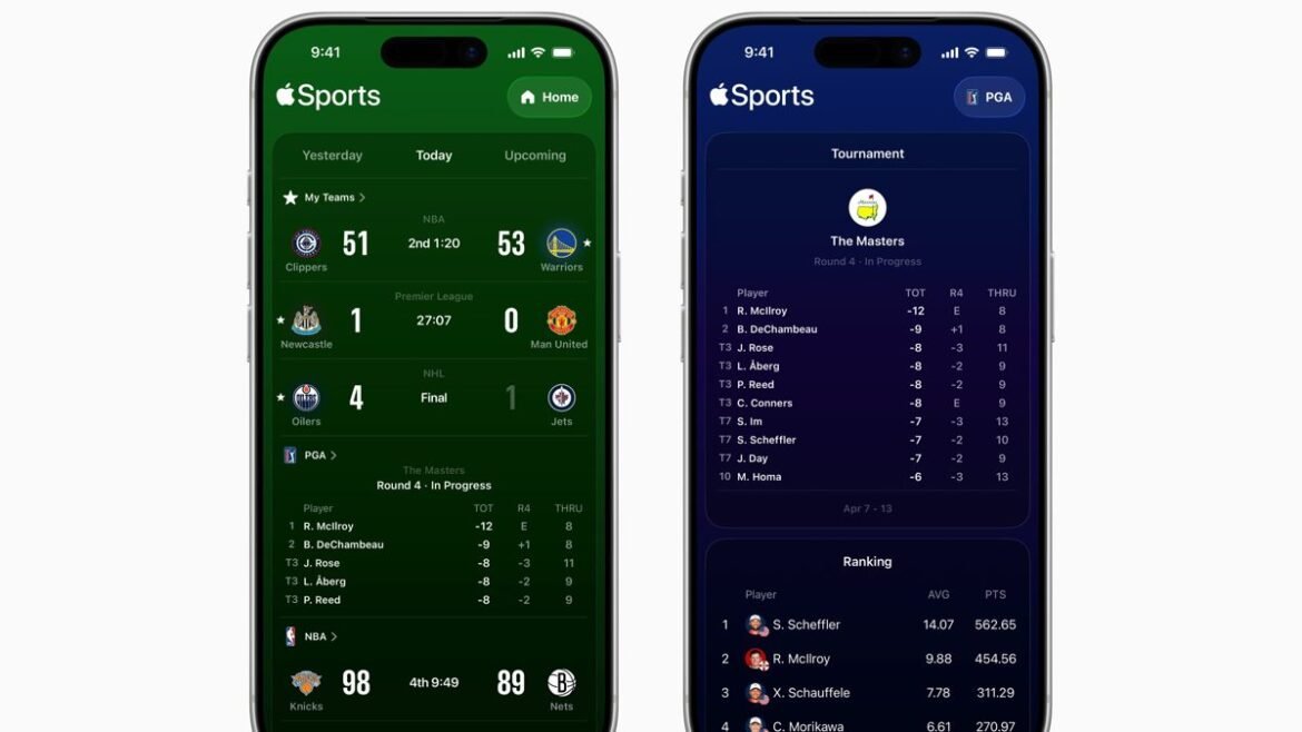 Apple Sports: Το γκολφ και το τένις μπαίνουν στο γήπεδο της Apple με ζωντανά στατιστικά