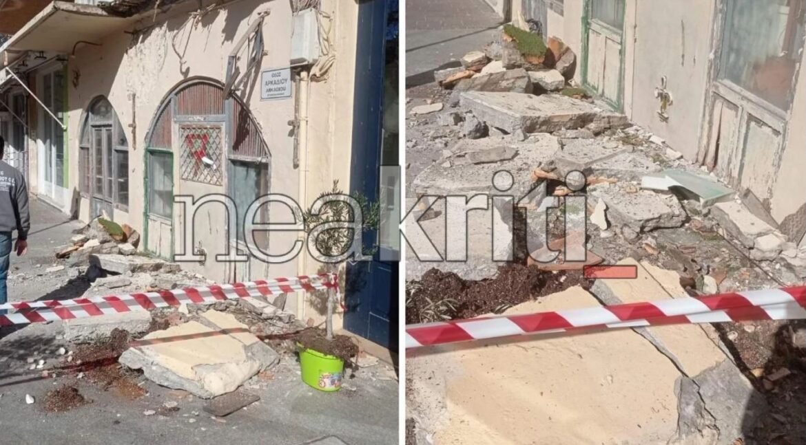 Ρέθυμνο: Κατέρρευσε τμήμα παλαιού κτιρίου – Από τύχη δεν υπήρξε τραυματισμός – Δείτε βίντεο