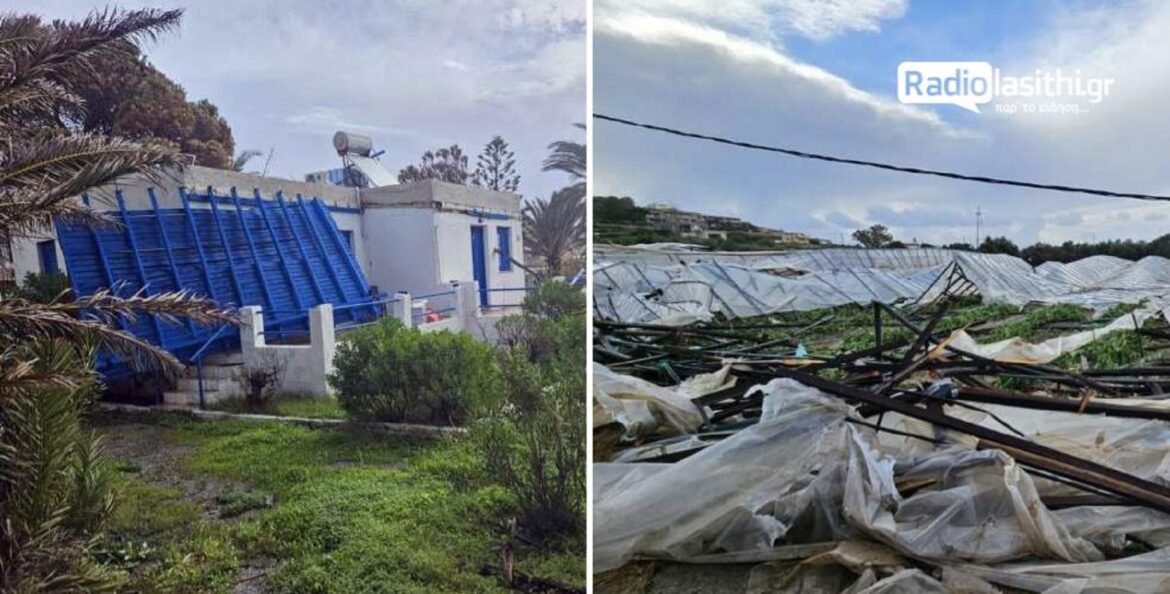 Ανεμοστρόβιλος «σάρωσε» την Ιεράπετρα – Μεγάλες ζημιές σε θερμοκήπια και σπίτια