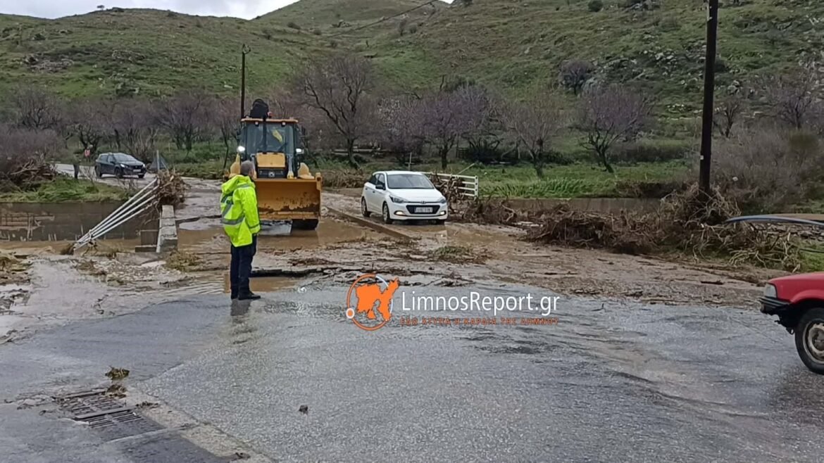 Η Λήμνος μετρά τις πληγές της από την κακοκαιρία: Πλημμύρισε από άκρη σε άκρη το νησί – Έπεσε γέφυρα – ΒΙΝΤΕΟ