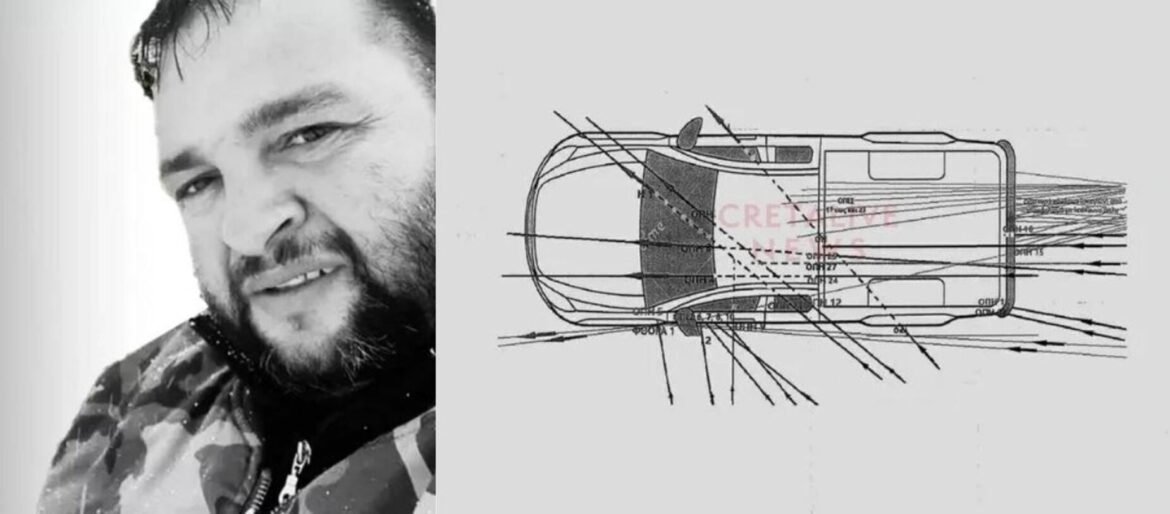 Μακελειό στα Βορίζια: Το τεχνικό διάγραμμα των πυρών στο αυτοκίνητο του Φανούρη Καργάκη – Από τα αριστερά η