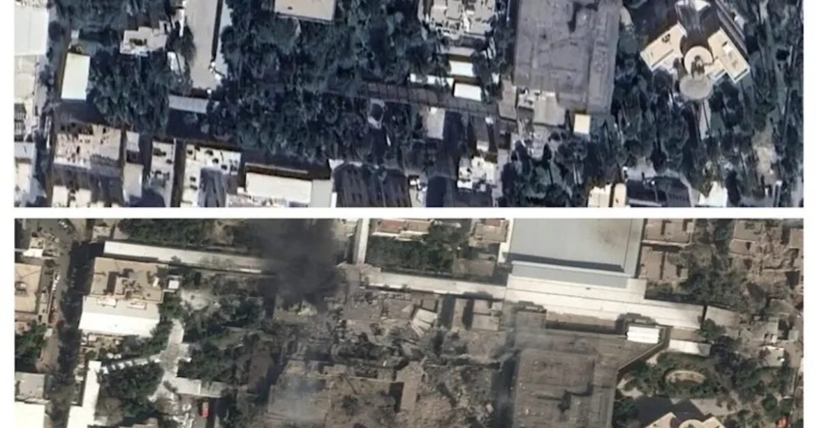 Χαμενεΐ: Δορυφορικές εικόνες «πριν και μετά» από το βομβαρδισμένο αρχηγείο του στην Τεχεράνη
