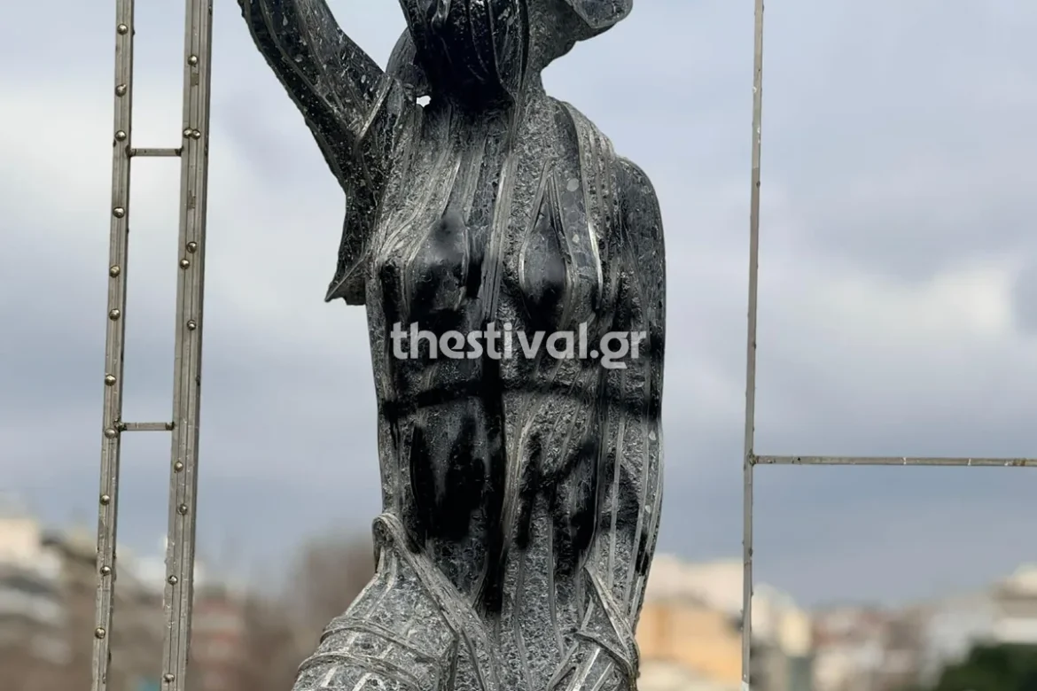 Θεσσαλονίκη: Άγνωστοι βανδάλισαν γλυπτό στην πλατεία Αριστοτέλους – ΦΩΤΟ