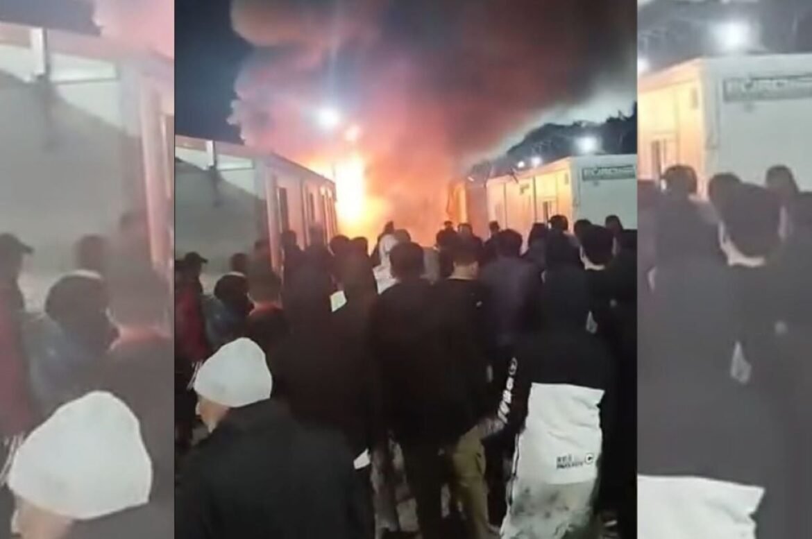 Φωτιά σε κοντέινερ στο κέντρο κράτησης μεταναστών στην Αμυγδαλέζα – ΒΙΝΤΕΟ