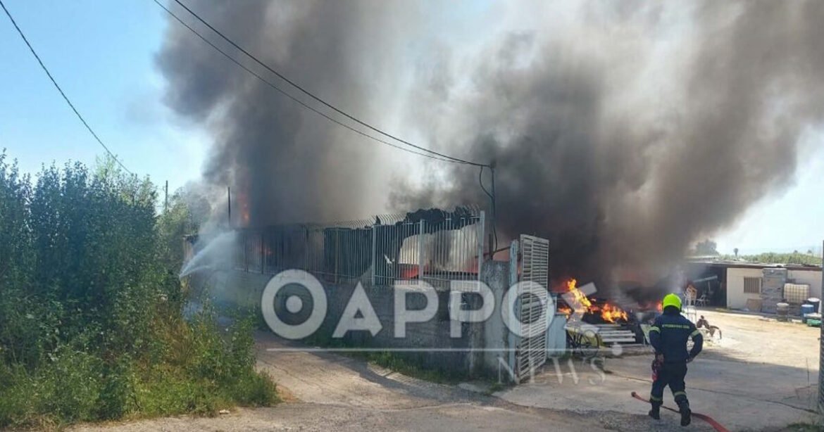 Καλαμάτα: Φωτιά σε επιχείρηση οικοδομικών υλικών και πλαστικών – Διακόπηκε η κυκλοφορία