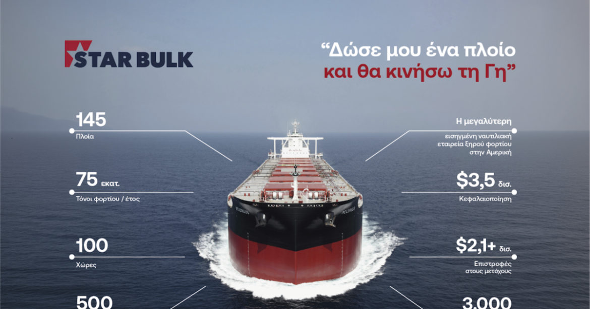 Ντεμπούτο της Star Bulk στο χρηματιστήριο: Στα 27,05 ευρώ η τιμή εκκίνησης των μετοχών στο Euronext Athens